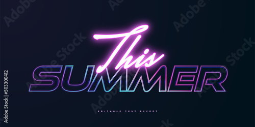 Colorful Retro Cinematic Text Style with Glowing Neon Effect. Editable Text Style Effect