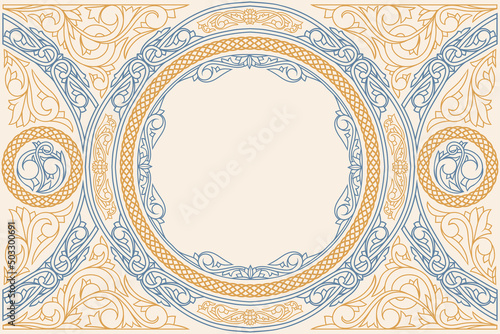 Decorative ornate retro floral blank card