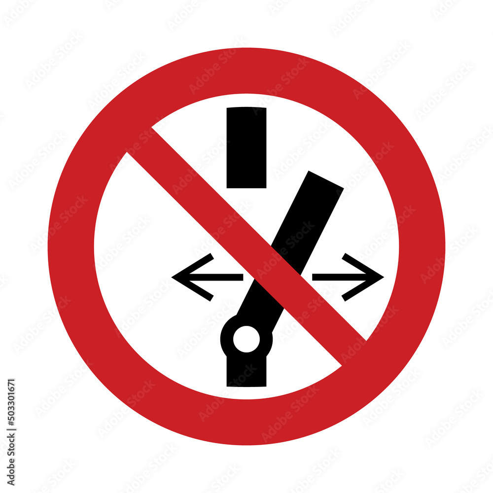 Do not alter state of the switch. Vector illustration of red crossed out circle sign with switch icon inside. Prohibition of any change of energetic or mechanical state of machine or equipment. Do not alter state of the switch. Vector illustration of red crossed out circle sign with switch icon inside. Prohibition of any change of energetic or mechanical state of machine or equipment.