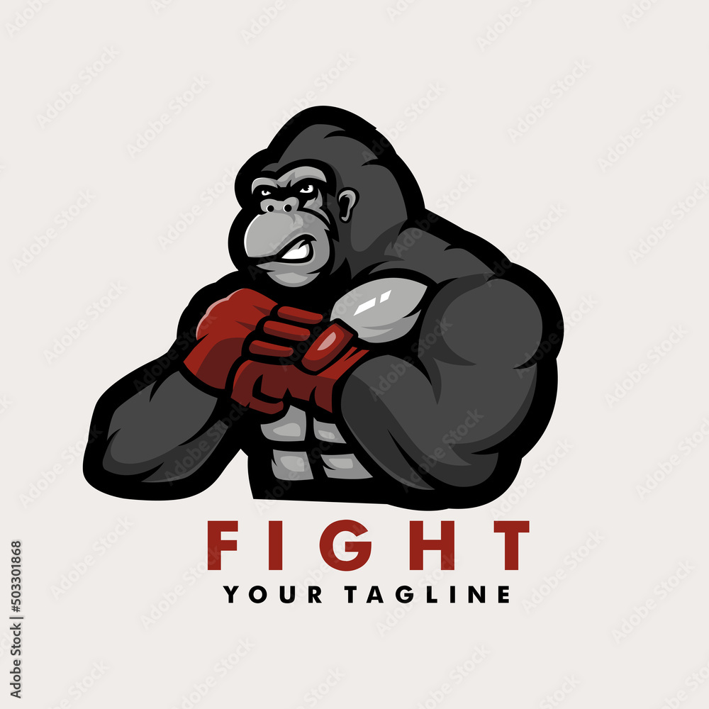 Gorilla Fight mascot logo design illustration vector for sport club ...