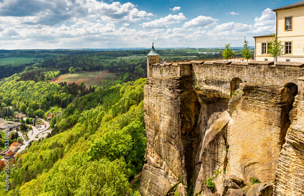 Königstein Fortress in Saxon Switzerland, Germany. View from the fortress wall