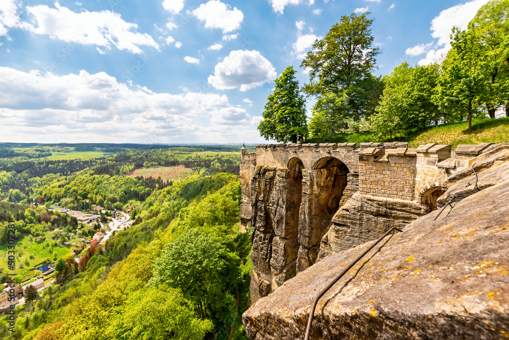 Königstein Fortress in Saxon Switzerland, Germany. View from the fortress wall