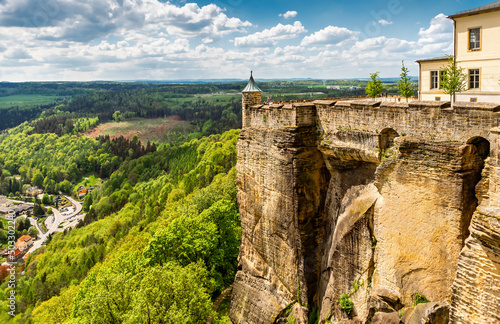Obraz na płótnie Königstein Fortress in Saxon Switzerland, Germany. View from the fortress wall w salonie