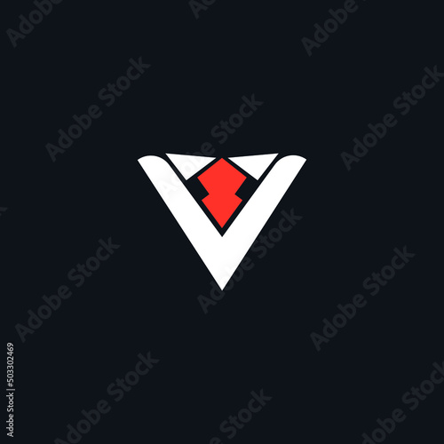 Initial letter V gentleman logo.