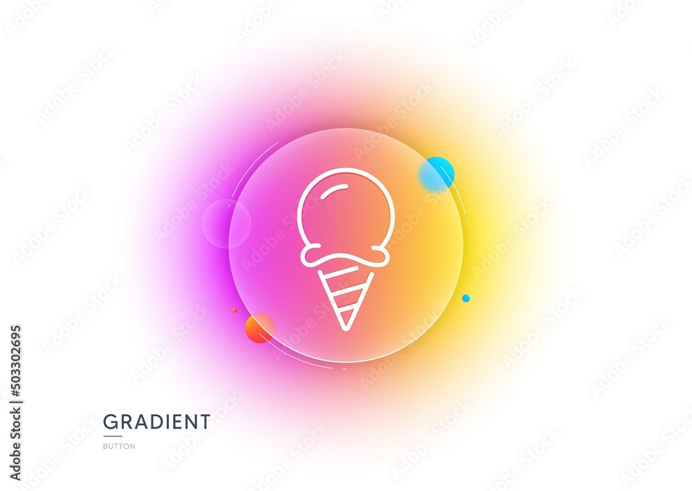 Ice cream line icon. Gradient blur button with glassmorphism. Vanilla sundae cone sign. Frozen summer dessert symbol. Transparent glass design. Ice cream line icon. Vector Ice cream line icon. Gradient blur button with glassmorphism. Vanilla sundae cone sign. Frozen summer dessert symbol. Transparent glass design. Ice cream line icon. Vector