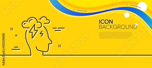 Stress line icon. Abstract yellow background. Anxiety depression sign. Mental health symbol. Minimal stress line icon. Wave banner concept. Vector