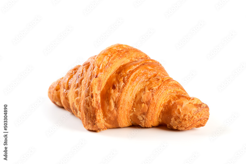 Homemade croissant isolated on white background, Homemade croissant isolated on white background,