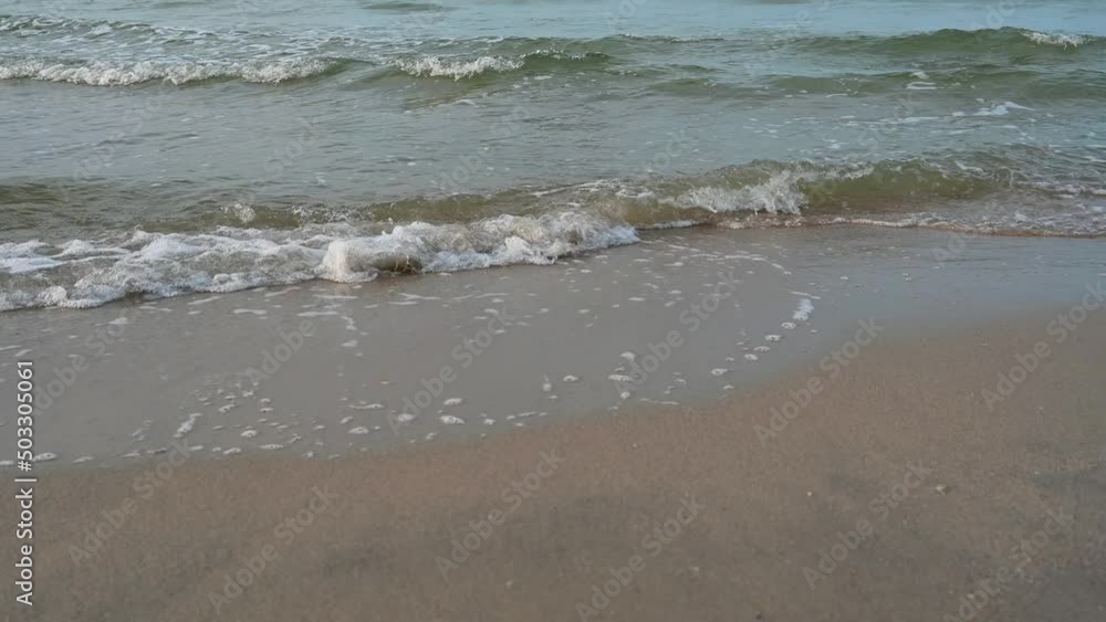 Beautiful landscape, a wave runs on the sandy shore of the sea
Beautiful landscape, a wave runs on the sandy shore of the sea