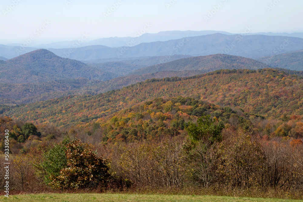 Appalacian Mountains of North Carolina in Peak Autumn Color