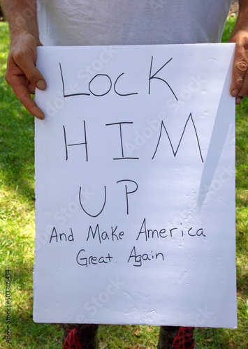 Lock Him Up and Make America Great Again Sign