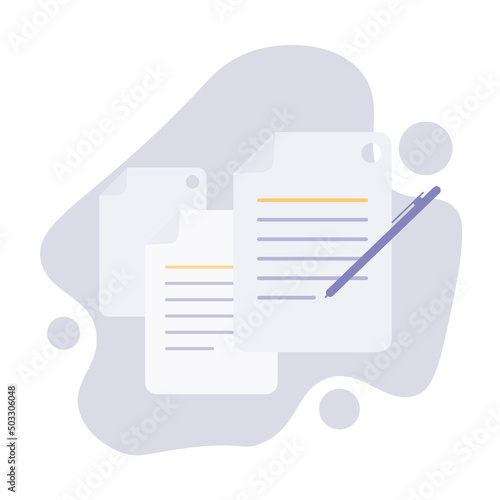 Creative writing and storytelling, brief text, write summary, assignment. Vector icon illustration