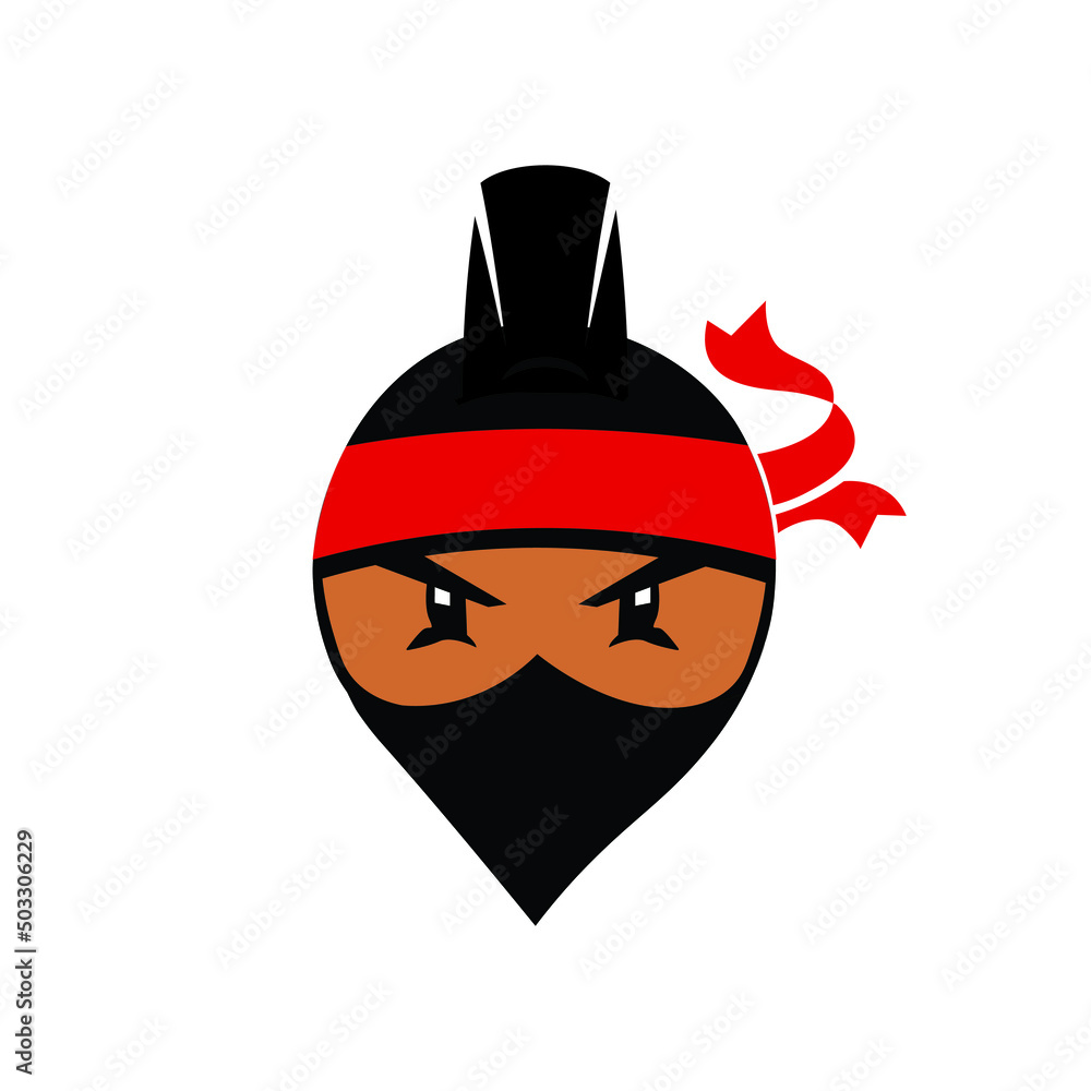 Ninja logo vector head with angry face Stock Vector | Adobe Stock