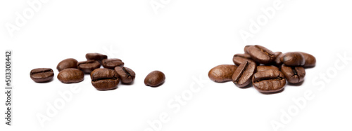Roasted coffee beans isolated on white background