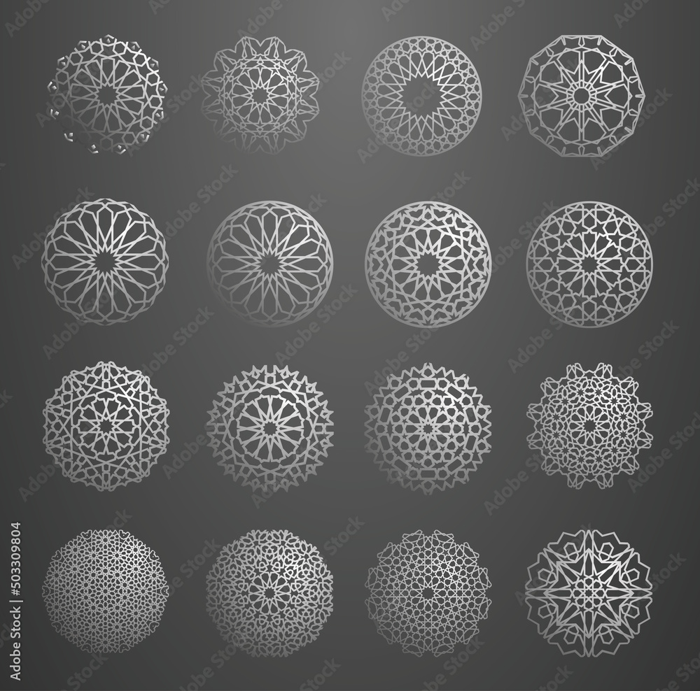 Islamic ornament vector, persian motiff. 3d ramadan islamic round pattern elements. Geometric circular ornamental arabic symbol vector. Gold background Islamic ornament vector, persian motiff. 3d ramadan islamic round pattern elements. Geometric circular ornamental arabic symbol vector. Gold background