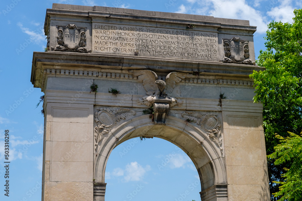 Top Half of the Victory Arch, a Monument to Veterans of World War I from the Ninth Ward in New Orleans, Louisiana, USA 