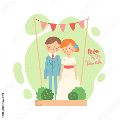 Wedding figure on cake couple vector illustration