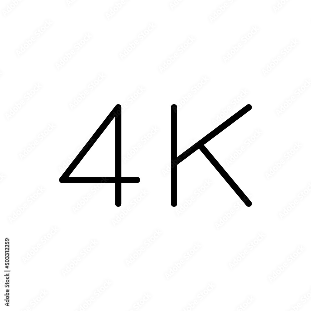 4K simple icon vector. Flat design 4K simple icon vector. Flat design