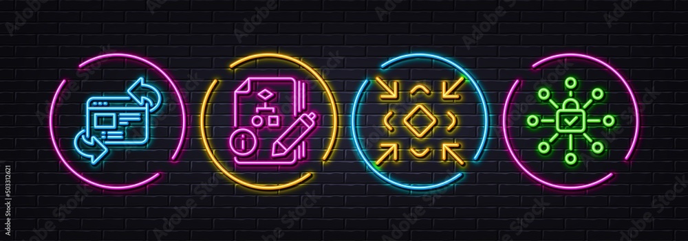 Minimize, Refresh website and Algorithm minimal line icons. Neon laser 3d lights. Security lock icons. For web, application, printing. Small screen, Update internet, Project. Cyber network. Vector Minimize, Refresh website and Algorithm minimal line icons. Neon laser 3d lights. Security lock icons. For web, application, printing. Small screen, Update internet, Project. Cyber network. Vector
