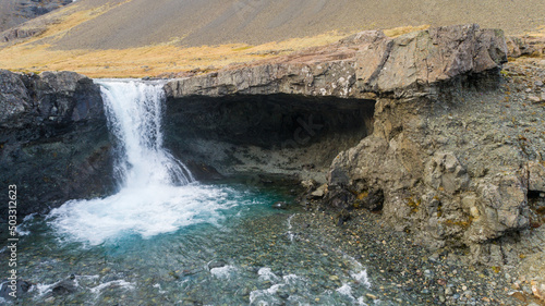 Waterfall Skutafoss in Thorgeirsstadalur in Lon in Iceland