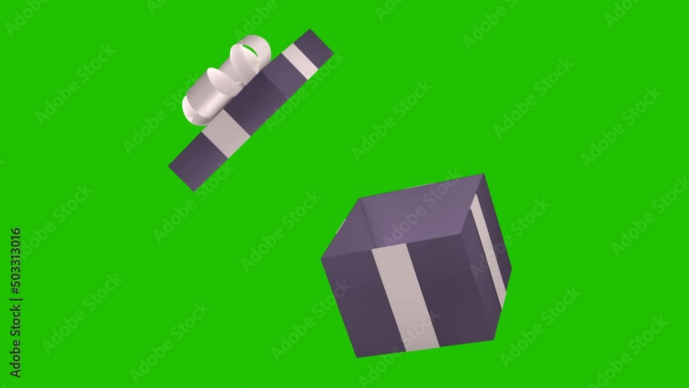 A beautiful gift box opens. 3D animation on a green screen. Holidays and gifts concept.