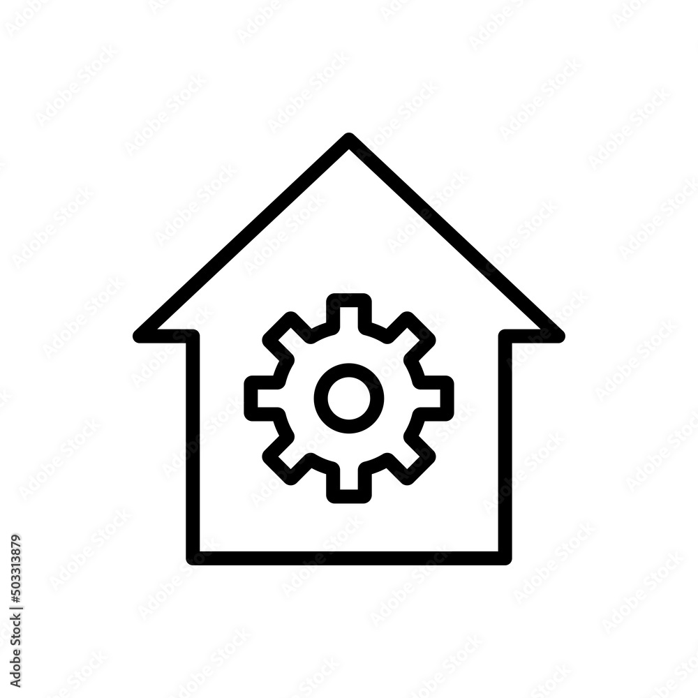 Gear, house simple icon vector. Flat design Gear, house simple icon vector. Flat design
