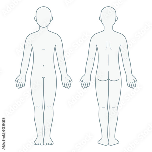 Unisex body chart diagram template front and back photo