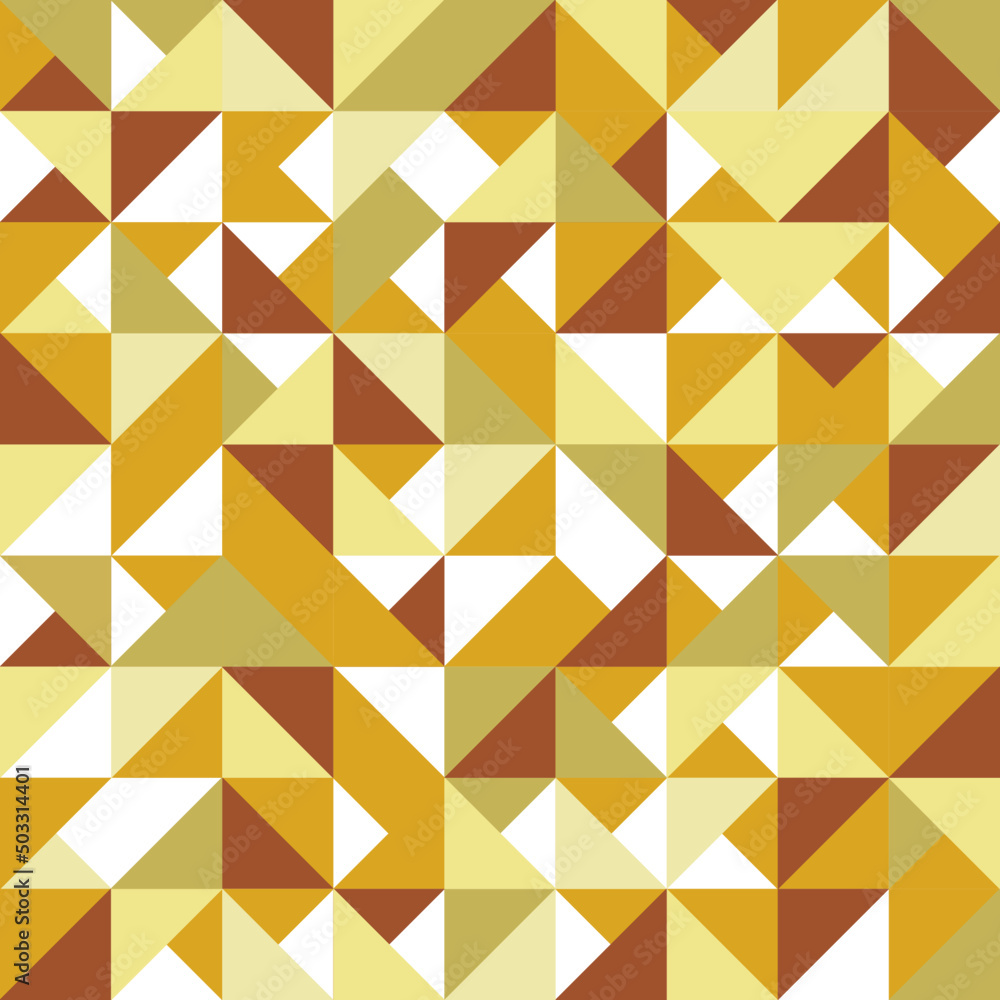Abstract seamless geometric background. Colorful triangles mosaic grid. Triangular background, yellow and brown vector texture Abstract seamless geometric background. Colorful triangles mosaic grid. Triangular background, yellow and brown vector texture