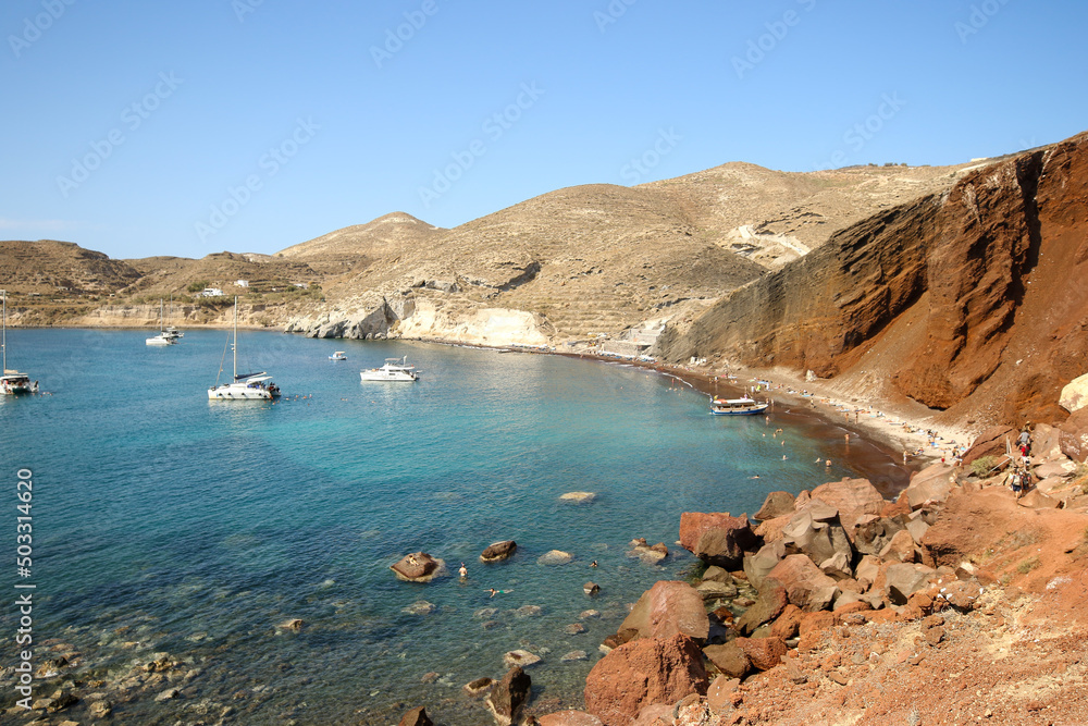 Red Beach of volcanic sand, Santorini, Greece Red Beach of volcanic sand, Santorini, Greece