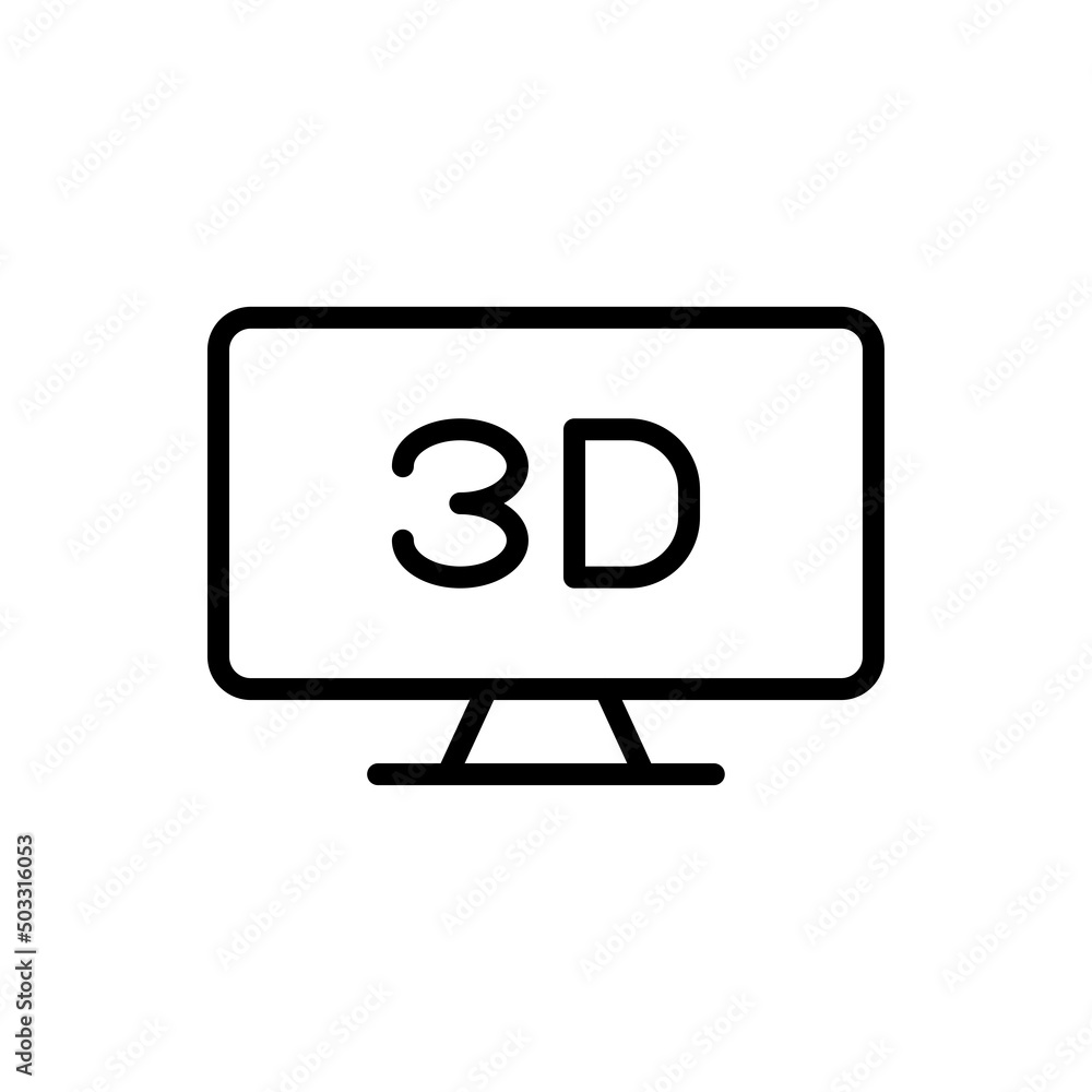 3D, TV simple icon vector. Flat design 3D, TV simple icon vector. Flat design
