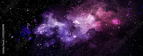 Vector cosmic illustration. Beautiful colorful space background. Watercolor