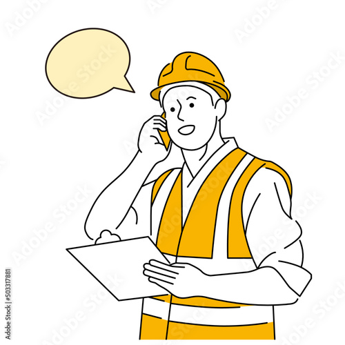 Communicating and Fun Construction Design Worker
