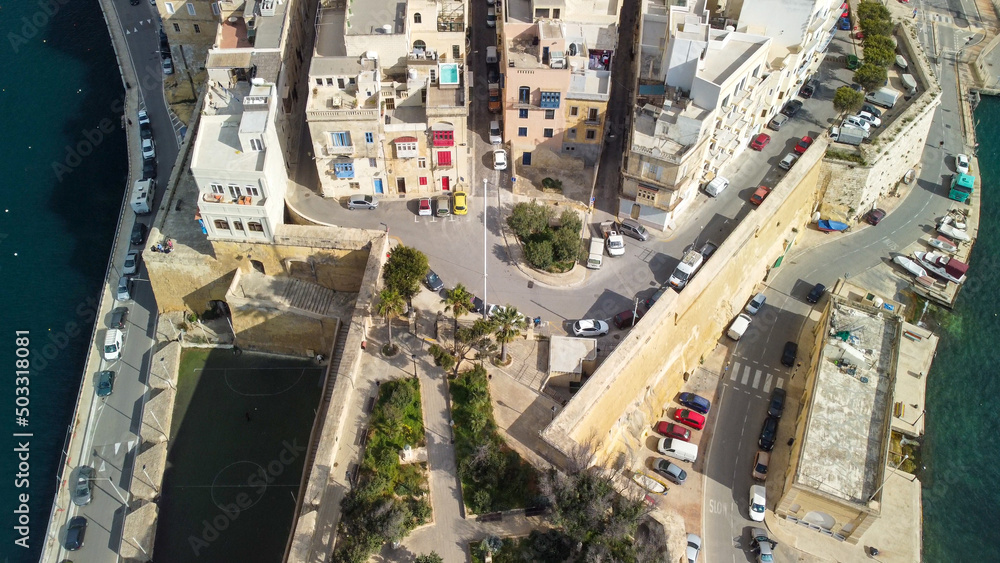 Fototapeta premium Aerial view of Senglea in Malta Island