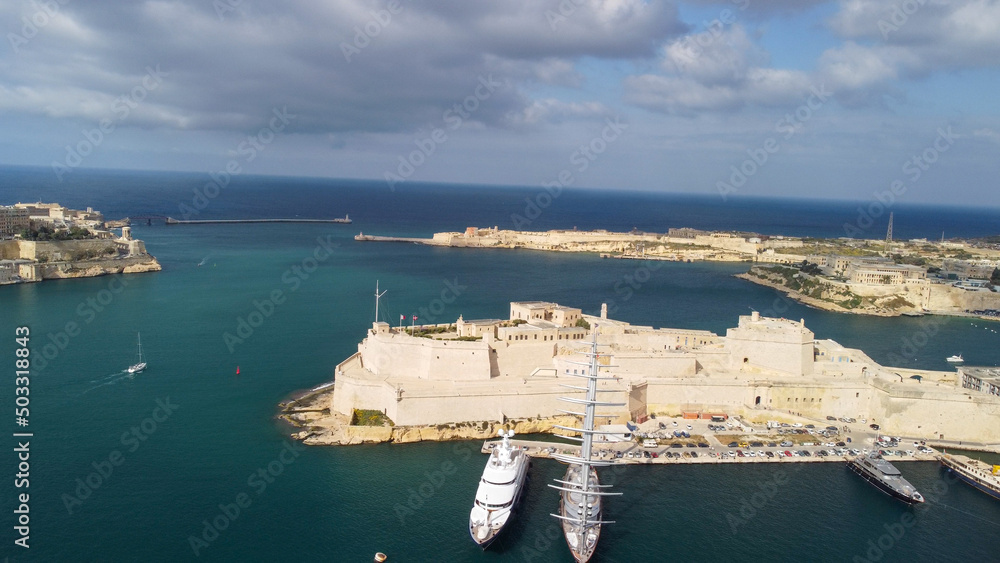 Aerial view of Senglea in Malta Island