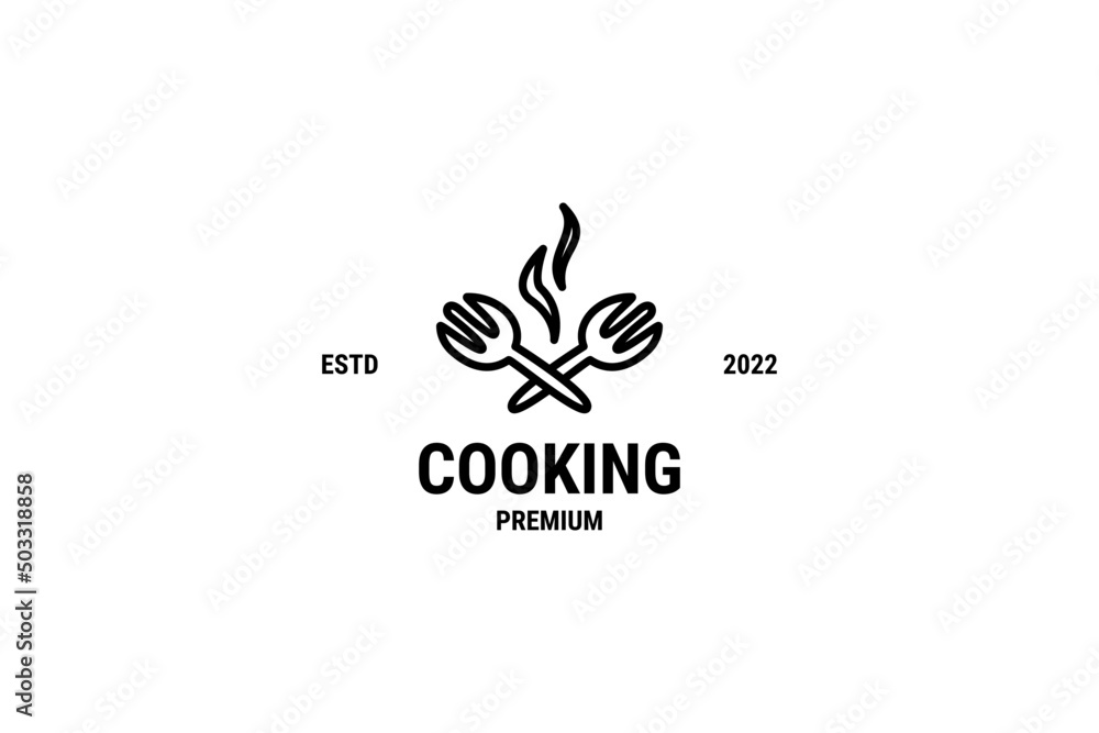Flat cooking chef logo design vector template