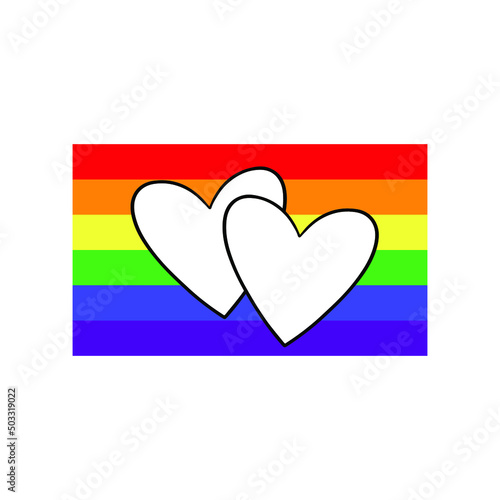 Rainbow LGBT hearts shape isolated on white background, Symbol of LGBT gay pride,vector illustration