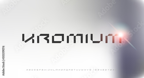 Kromium, an Abstract technology futuristic alphabet font. digital space typography vector illustration design