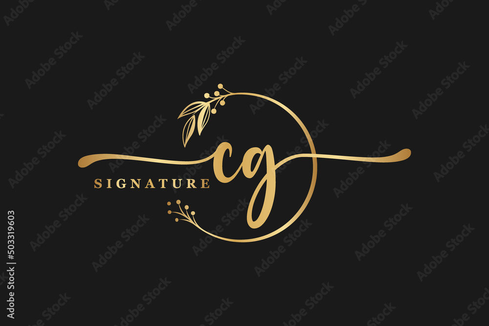 luxury signature initial cg logo design. Handwriting vector logo design illustration image luxury signature initial cg logo design. Handwriting vector logo design illustration image