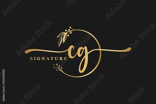 luxury signature initial cg logo design. Handwriting vector logo design illustration image photo