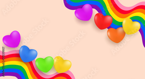 LGBTQ Pride Month. Design with balloon colorful rainbow background. vector.