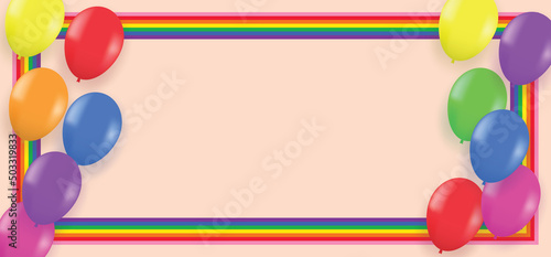 LGBTQ Pride Month. Design with balloon colorful rainbow background. vector.