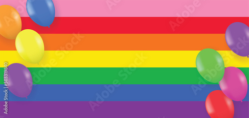 LGBTQ Pride Month. Design with balloon colorful rainbow background. vector.