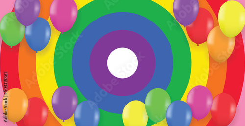 LGBTQ Pride Month. Design with balloon colorful rainbow background. vector.