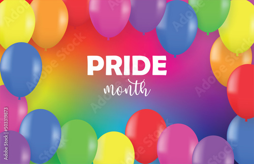 LGBTQ Pride Month. Design with balloon colorful rainbow background. vector.