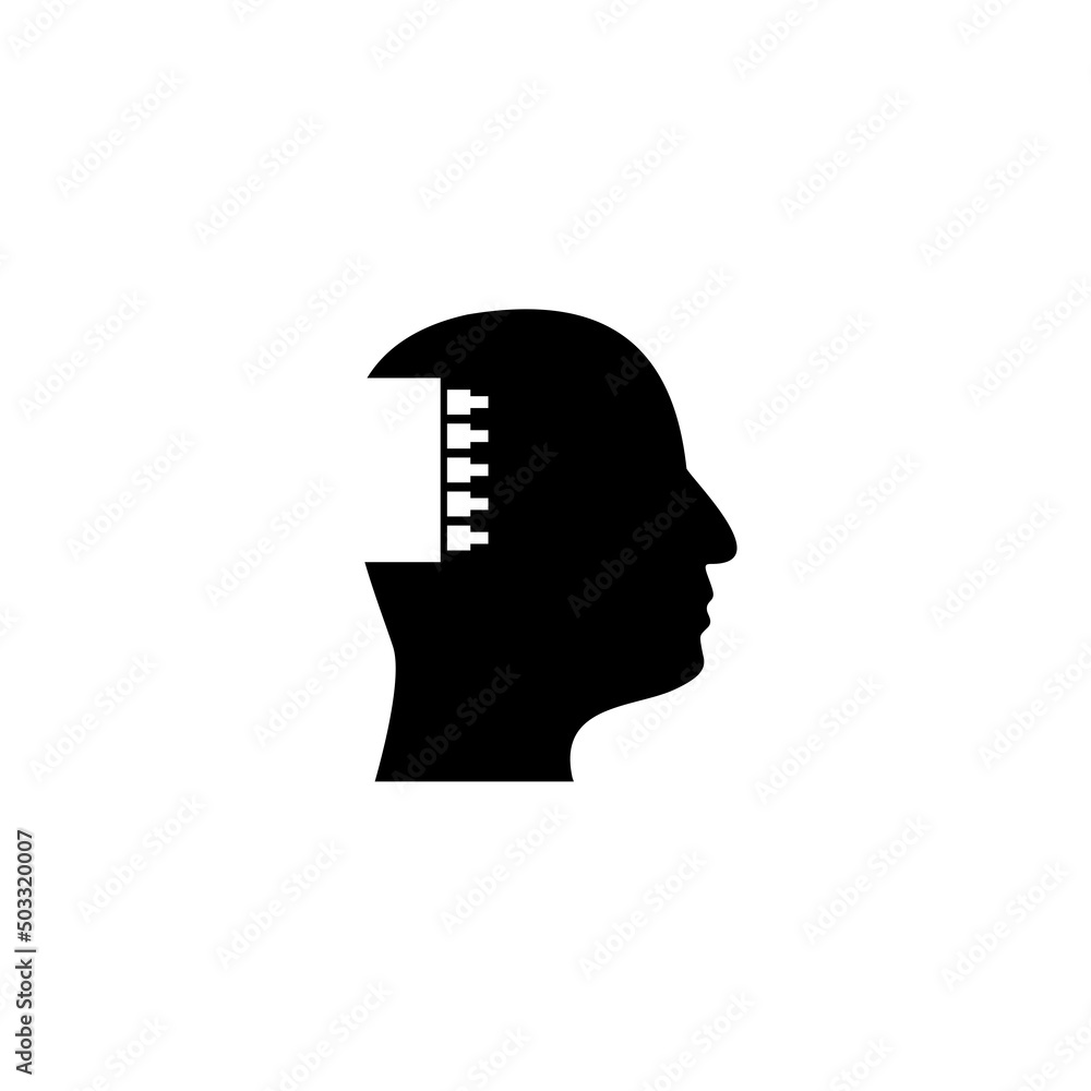 Chip inside Human Head icon isolated on white background Chip inside Human Head icon isolated on white background