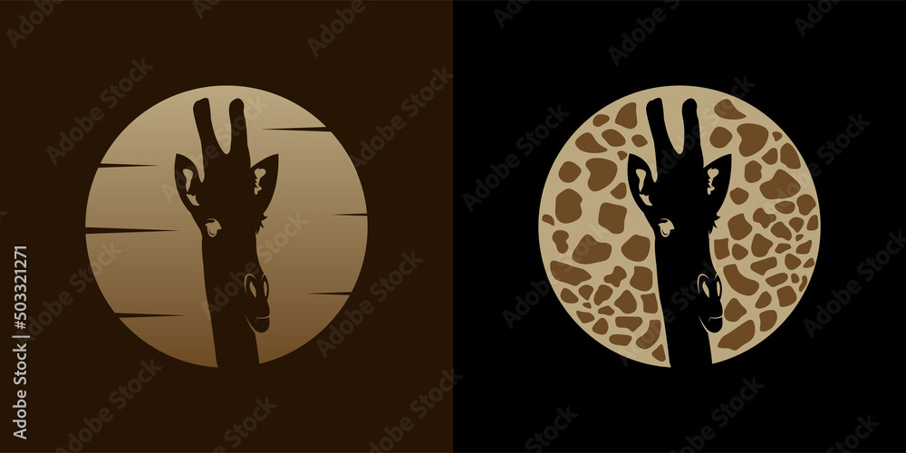 Giraffe head logo design in circle with creative concept