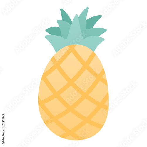 Flat illustration of pineapple tropical fruit ananas