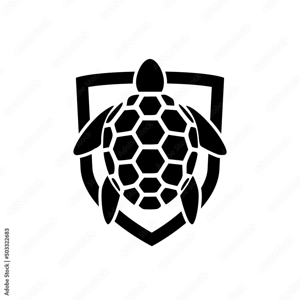 Obraz premium Turtle on shield icon isolated on white background