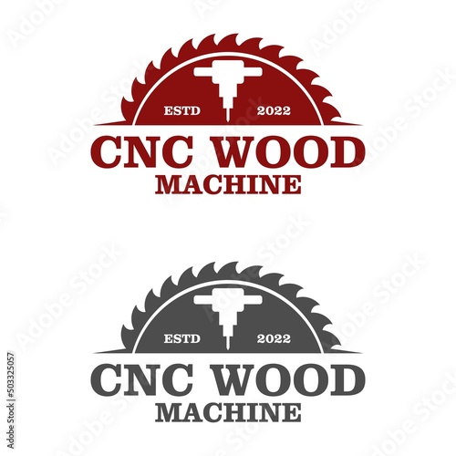 Wood cnc machine logo. woodworks machine.