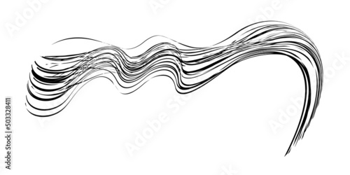 Waving flag as a brush stroke with zebra texture. Vest striped with fabric Black and white stripes curved in a bizarre way with waves curving along the trajectory