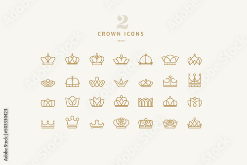 Set of crown icons. Vector illustrations for graphic design, website and app design and development, marketing and social media.